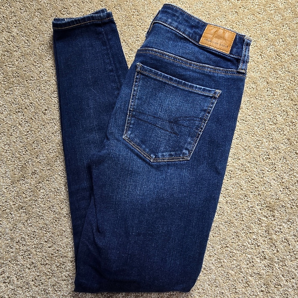 American Eagle Women's Jeans 4 Regular Jegging Super Stretch Skinny Dark Wash